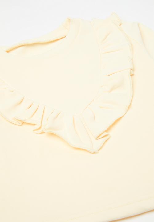 Pop Candy - Ruffle top & bottom set - light yellow