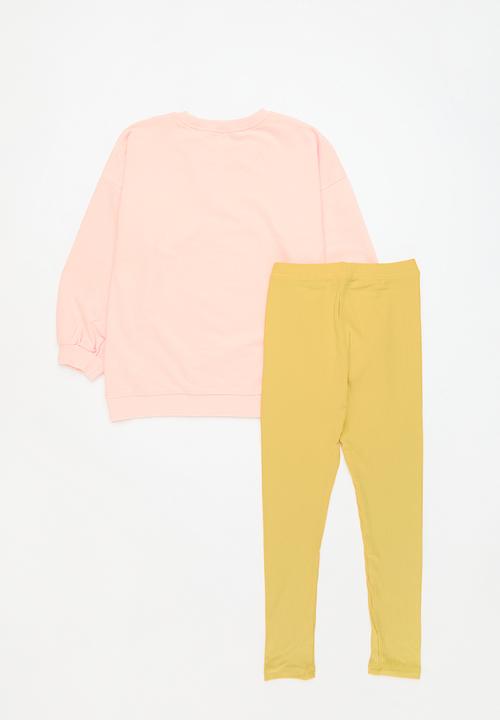 Pop Candy - Sweatshirt & legging set - ecru & mustard