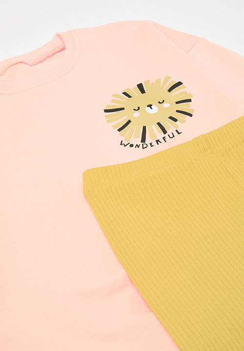 Pop Candy - Sweatshirt & legging set - ecru & mustard