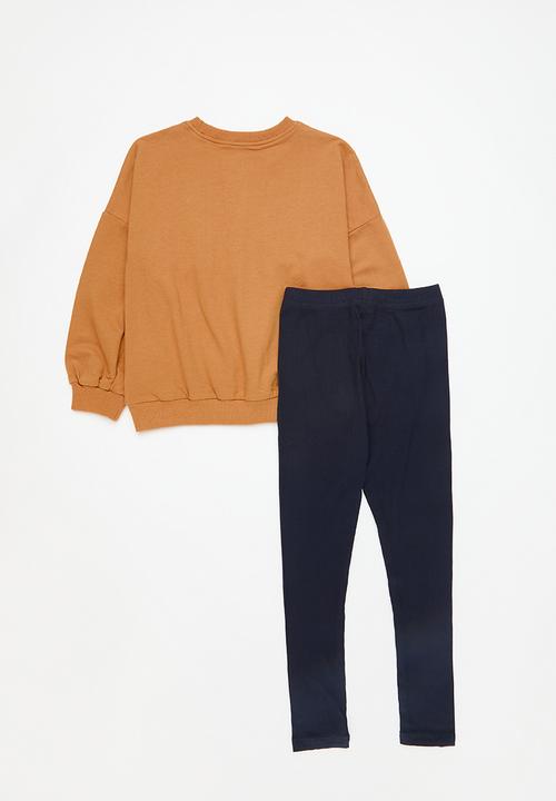 Pop Candy - Sweatshirt & legging set - rust & navy