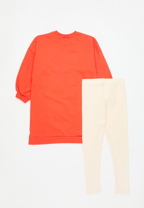 Pop Candy - Sweatshirt & legging set - orange & ecru