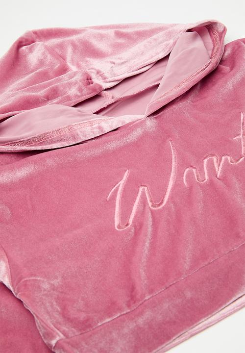 Pop Candy - Hooded cropped velour set - pink