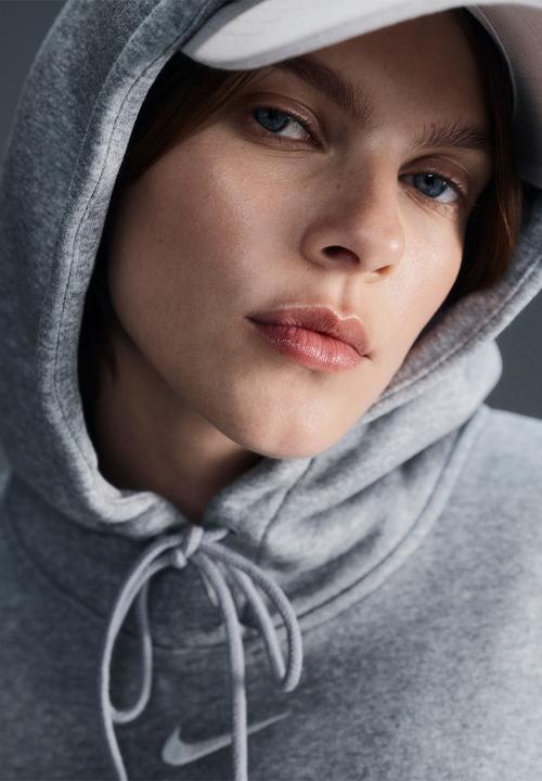 Nike - Nike Phoenix Fleece Hoodie - Dk Grey Heather/Sail
