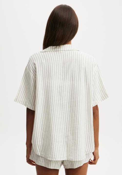 Cotton On - Body Woven Sleep Set - Natural/Ebony Lee Stripe
