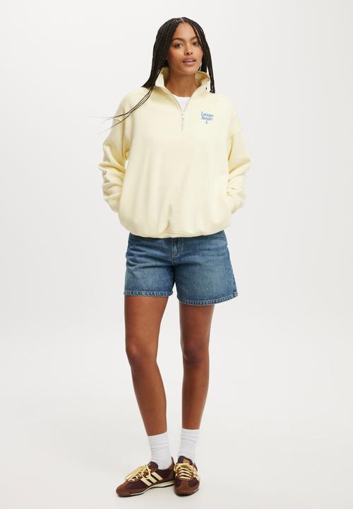 Classic Fleece Oversized Half Zip Sweatshirt - Leisure Awaits