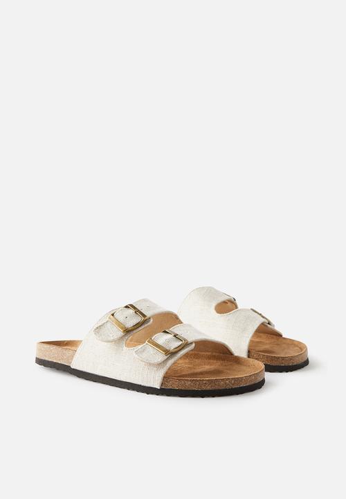 Cotton On - Rex double buckle slide - ecru texture