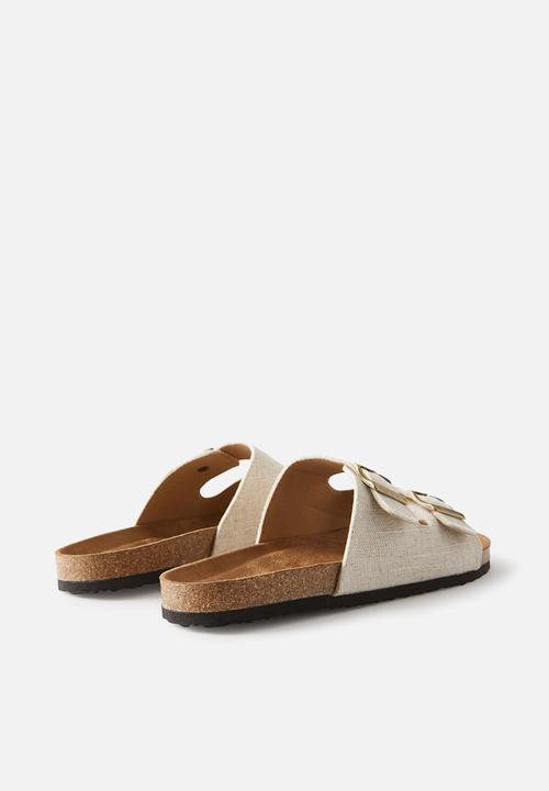 Cotton On - Rex double buckle slide - ecru texture