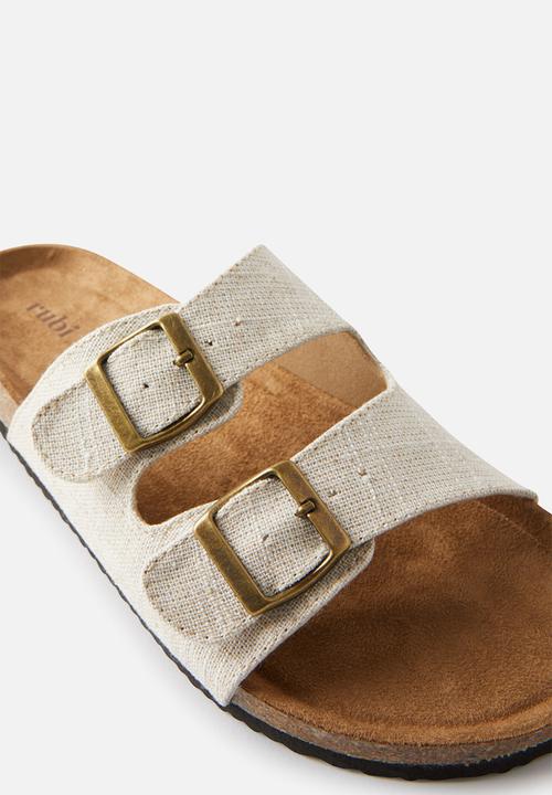 Cotton On - Rex double buckle slide - ecru texture