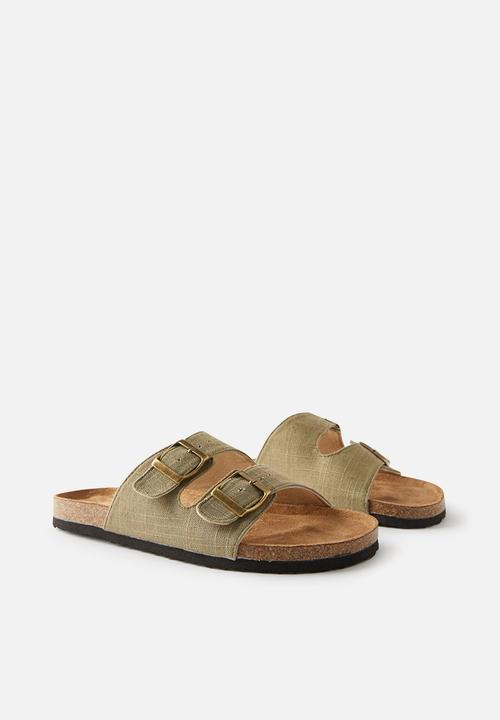 Cotton On - Rex double buckle slide - olive texture
