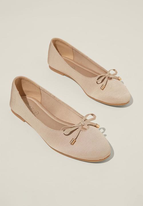Cotton On - MIA Bow Ballerina - Taupe Grosgrain