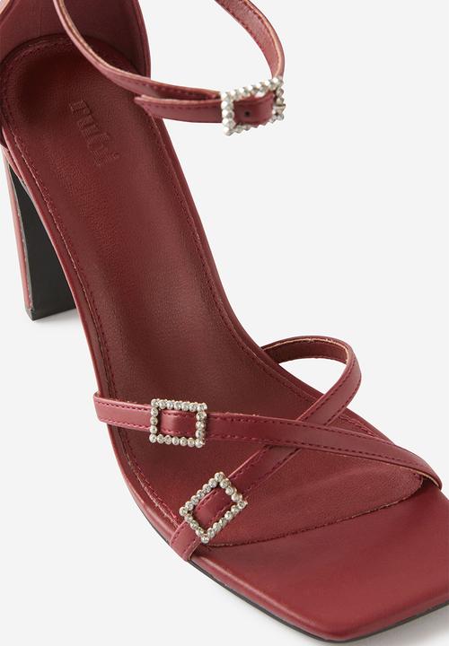 Cotton On - Minnie Strappy Block Heel - Sangria/Silver Diamante Buckle
