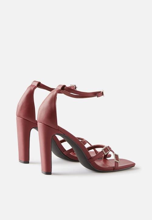Cotton On - Minnie Strappy Block Heel - Sangria/Silver Diamante Buckle