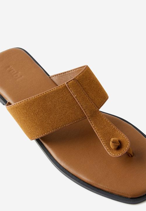 Cotton On - Henley Toe Post Slide - Tan Micro