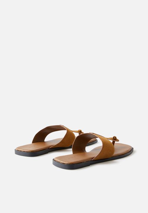 Cotton On - Henley Toe Post Slide - Tan Micro