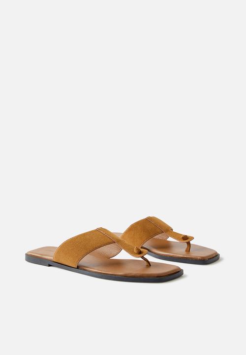 Cotton On - Henley Toe Post Slide - Tan Micro