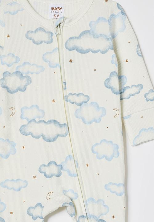 Cotton On - Organic pointelle zip romper - milk/clouds