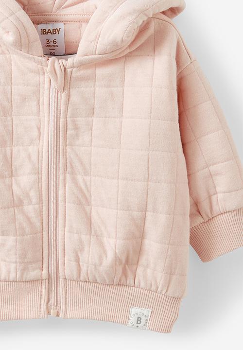 Cotton On - Quilted hooded zip through - pink pearl