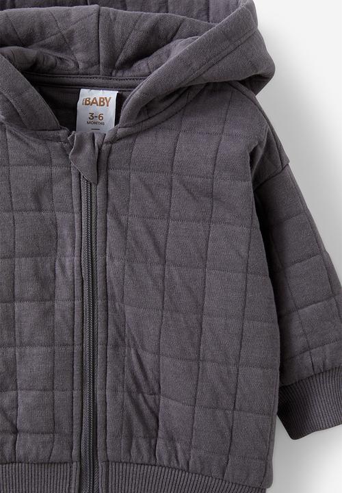Cotton On - Quilted hooded zip through - rabbit grey