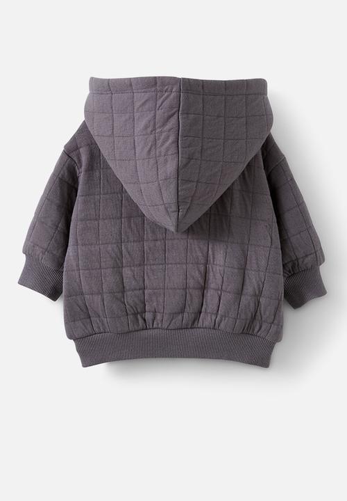Cotton On - Quilted hooded zip through - rabbit grey