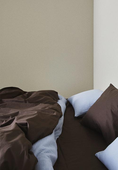 H&M - Cotton double/king duvet cover set - dark brown