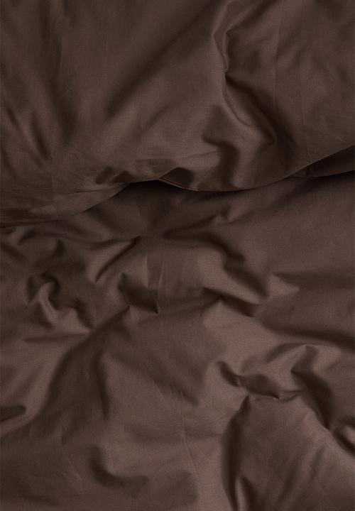 H&M - Cotton double/king duvet cover set - dark brown