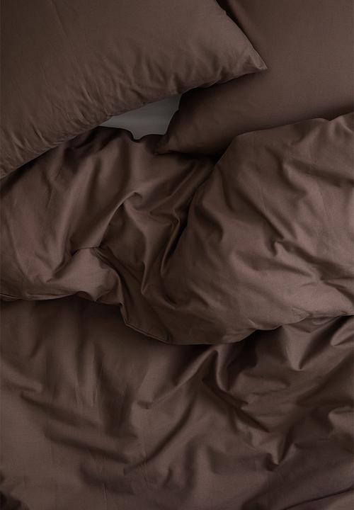 H&M - Cotton double/king duvet cover set - dark brown