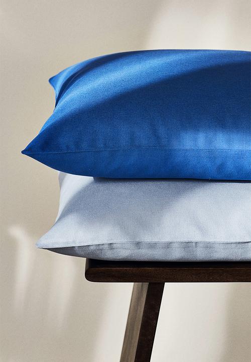 H&M - 2 pack cotton canvas cushion covers - cobalt blue/light blue