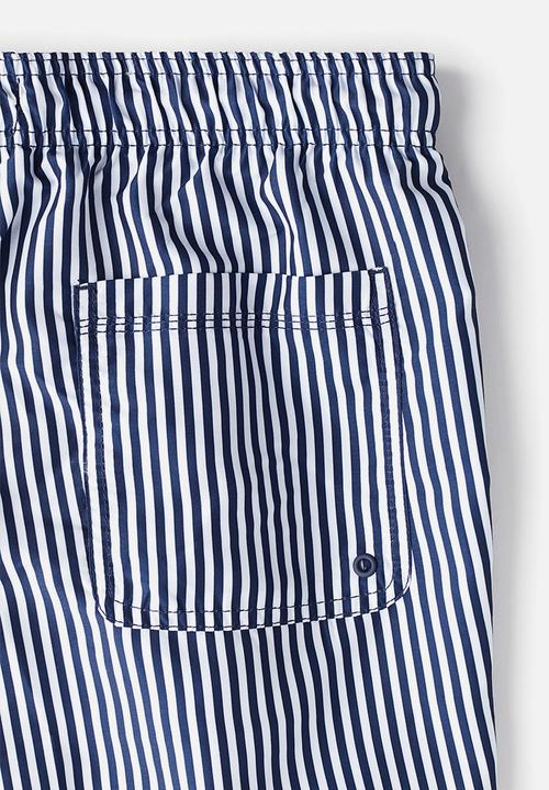 H&M - Patterned swim shorts - dark blue/striped