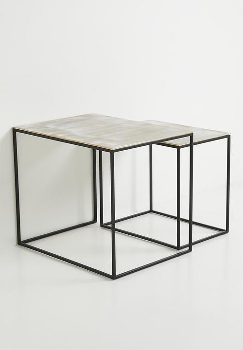 Sixth Floor - Lindsy nested metal side table - brass