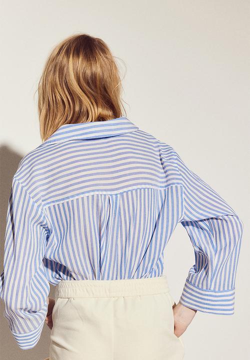 H&M - Popover muslin shirt - blue striped