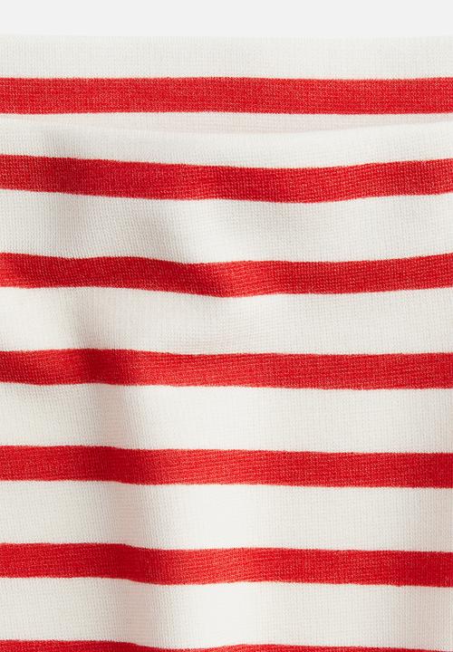 H&M - Off-the-shoulder jersey top - white/red striped