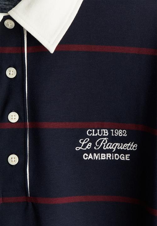 H&M - Oversized polo shirt - navy blue/striped