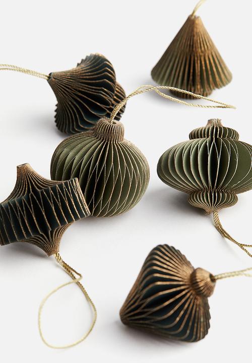 H&M - 6 pack paper decorations - dark green