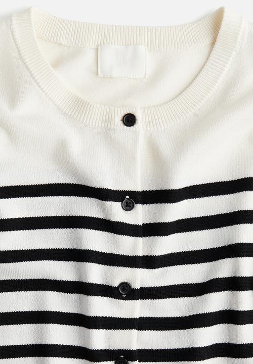 H&M - Fine-knit cardigan - white & black striped