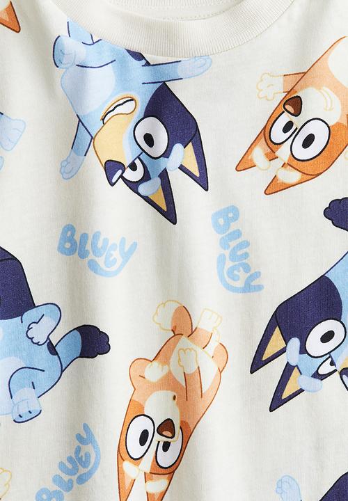 H&M - Printed T-shirt - cream bluey