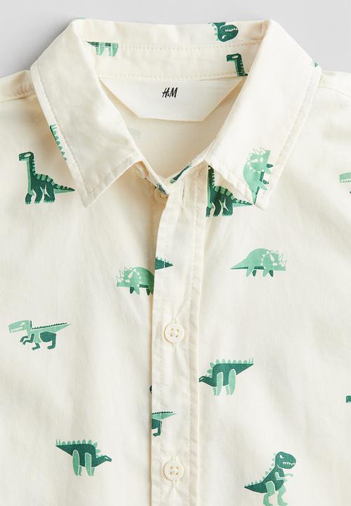 H&M - Long-sleeved cotton shirt - natural white dinosaurs