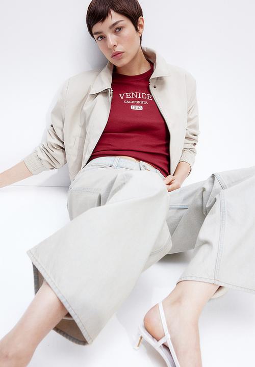 H&M - Ribbed T-shirt - burgundy/venice