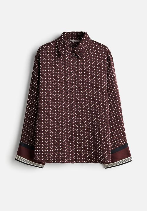 H&M - Patterned satin shirt - burgundy/patterned