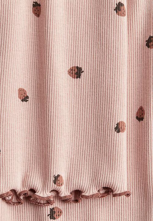 H&M - Flared leggings - light dusty pink strawberries