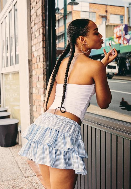 Factorie - Tiered Skirt - Blue Check
