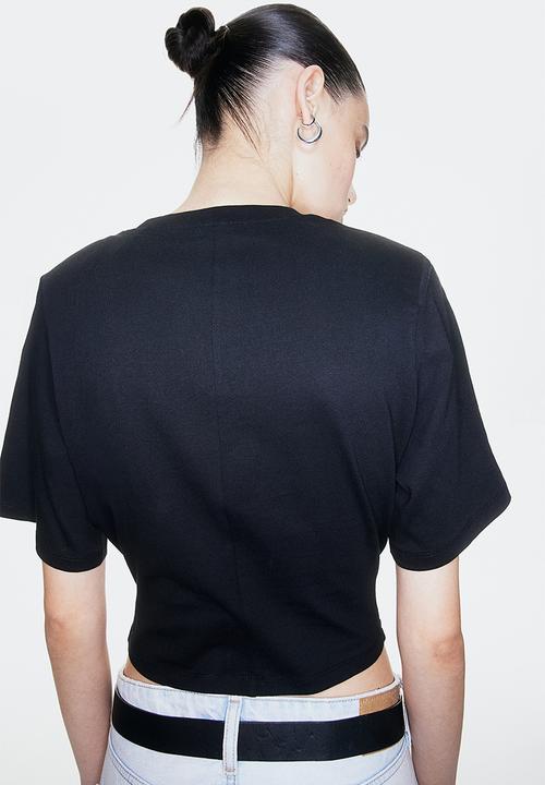 H&M - Shoulder-pad T-shirt - black