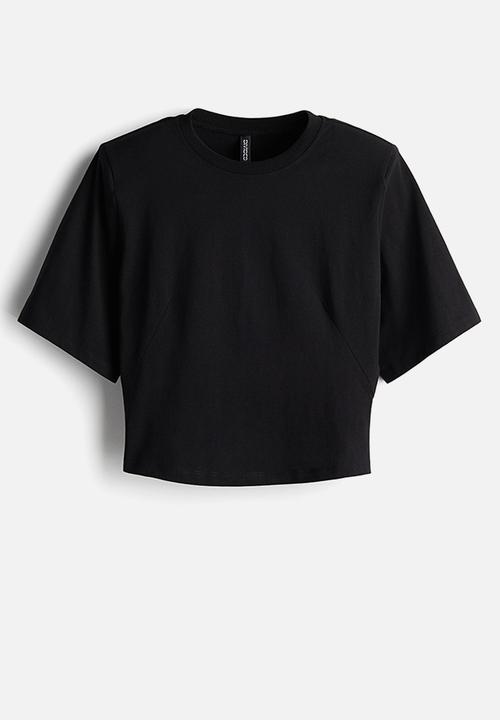 H&M - Shoulder-pad T-shirt - black