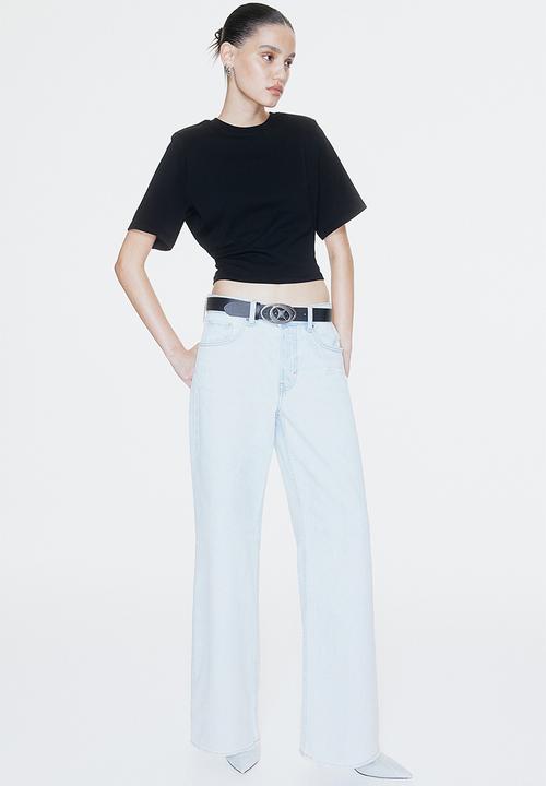 H&M - Shoulder-pad T-shirt - black