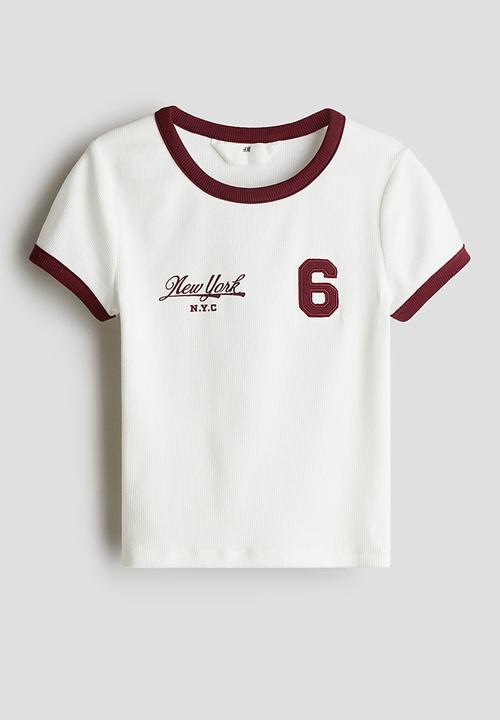 H&M - Cotton jersey top - white/new york 