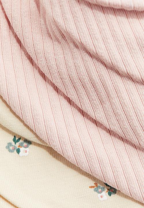 H&M - 2 Pack terry-lined triangular scarves - light pink/floral