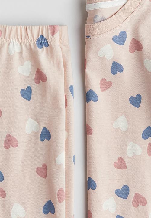 H&M - Printed cotton pyjamas - light pink/hearts