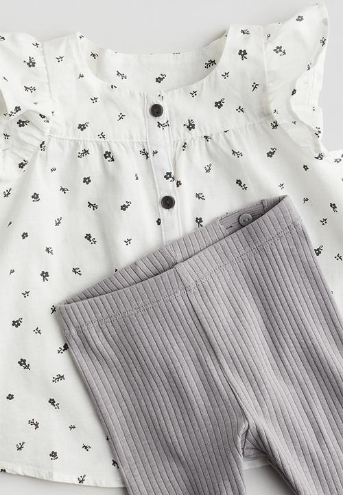 H&M - 2-Piece cotton set - grey/floral