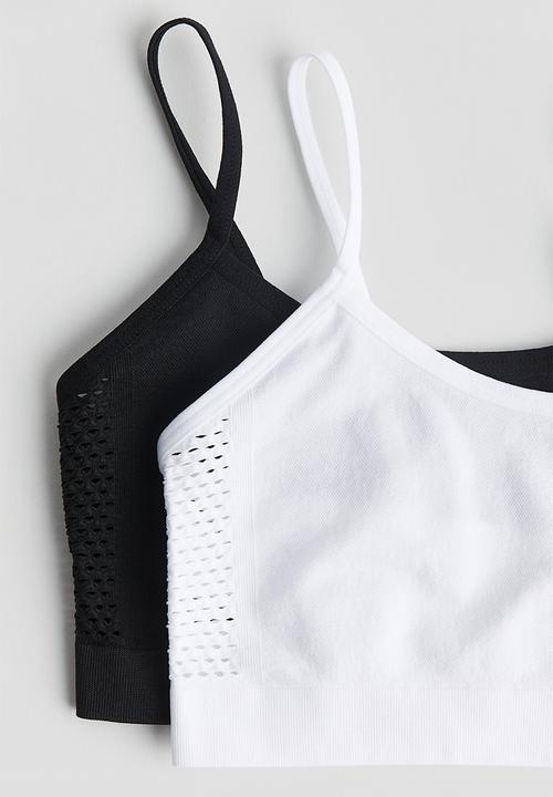H&M - 2 Pack seamless jersey tops - black & white