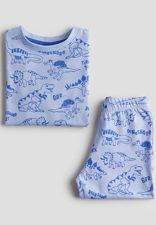 H&M - Patterned jersey pyjamas - light blue/dinosaurs