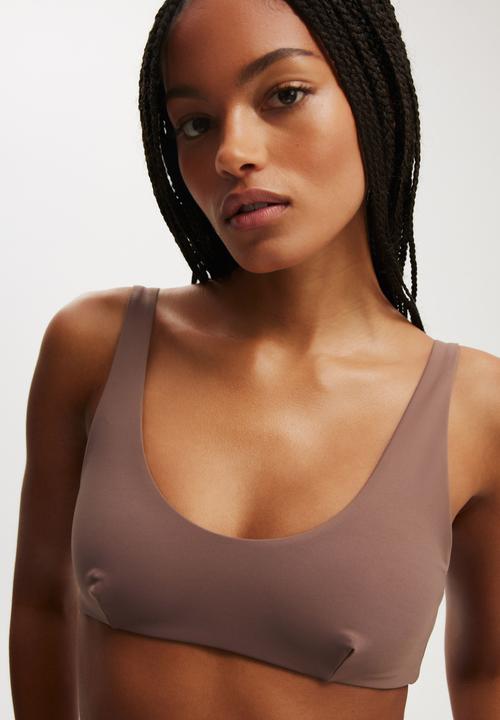 Cotton On - Smoothing Plunge Front Bikini Top - Raw Umber